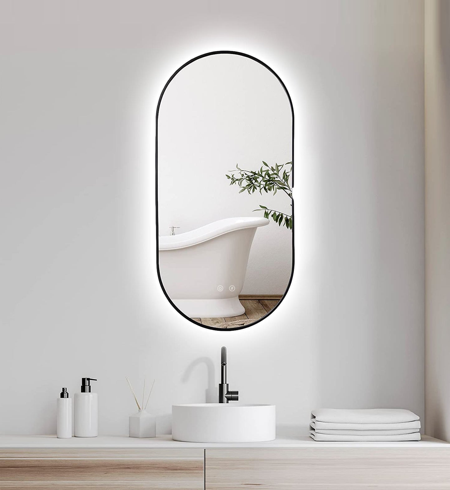 LED-Spiegel Selene Gold & Schwarz