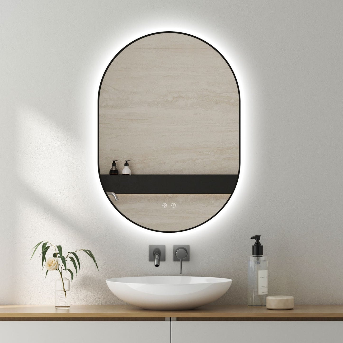 LED-Spiegel Selene Gold & Schwarz