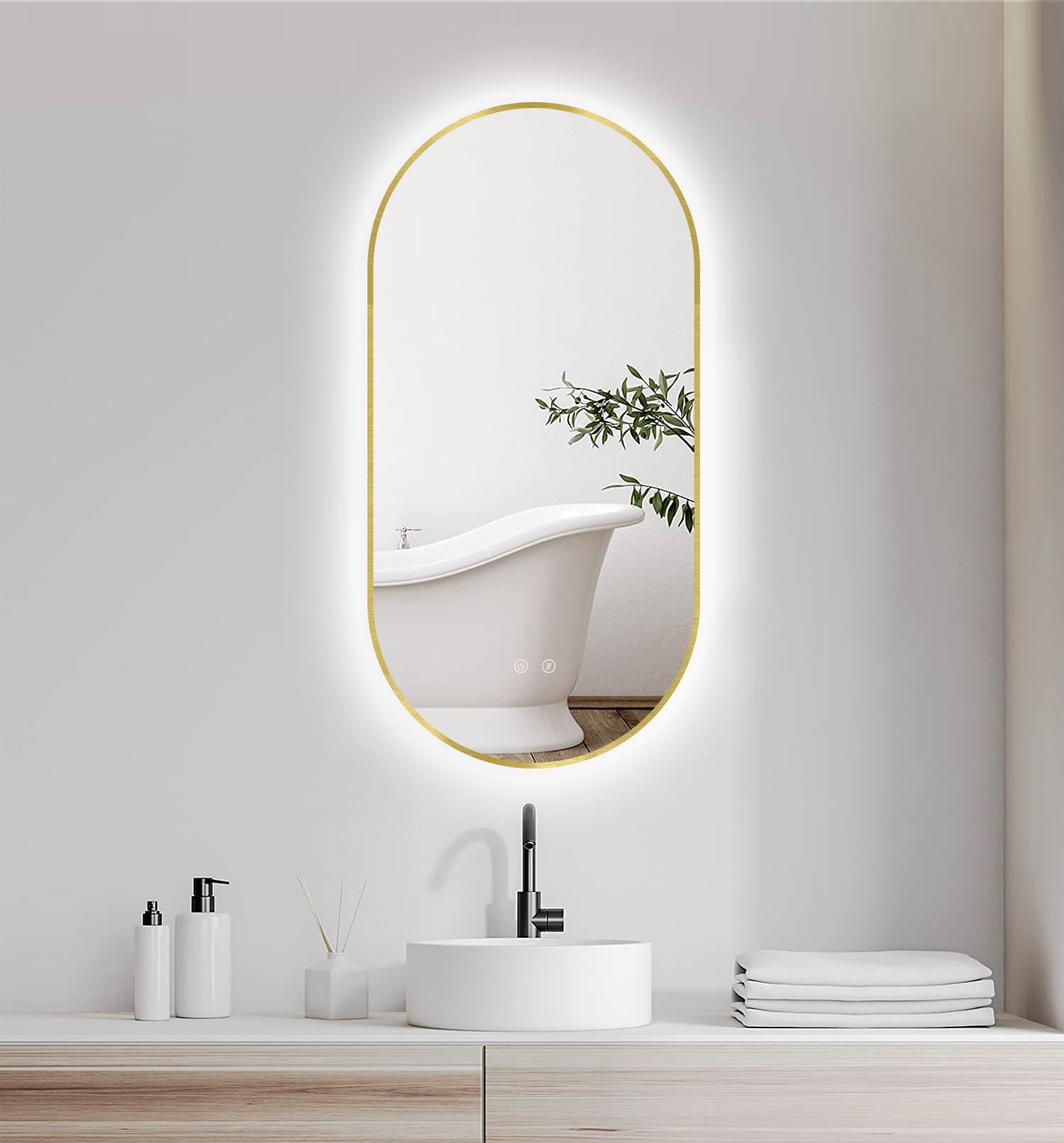 LED-Spiegel Selene Gold & Schwarz